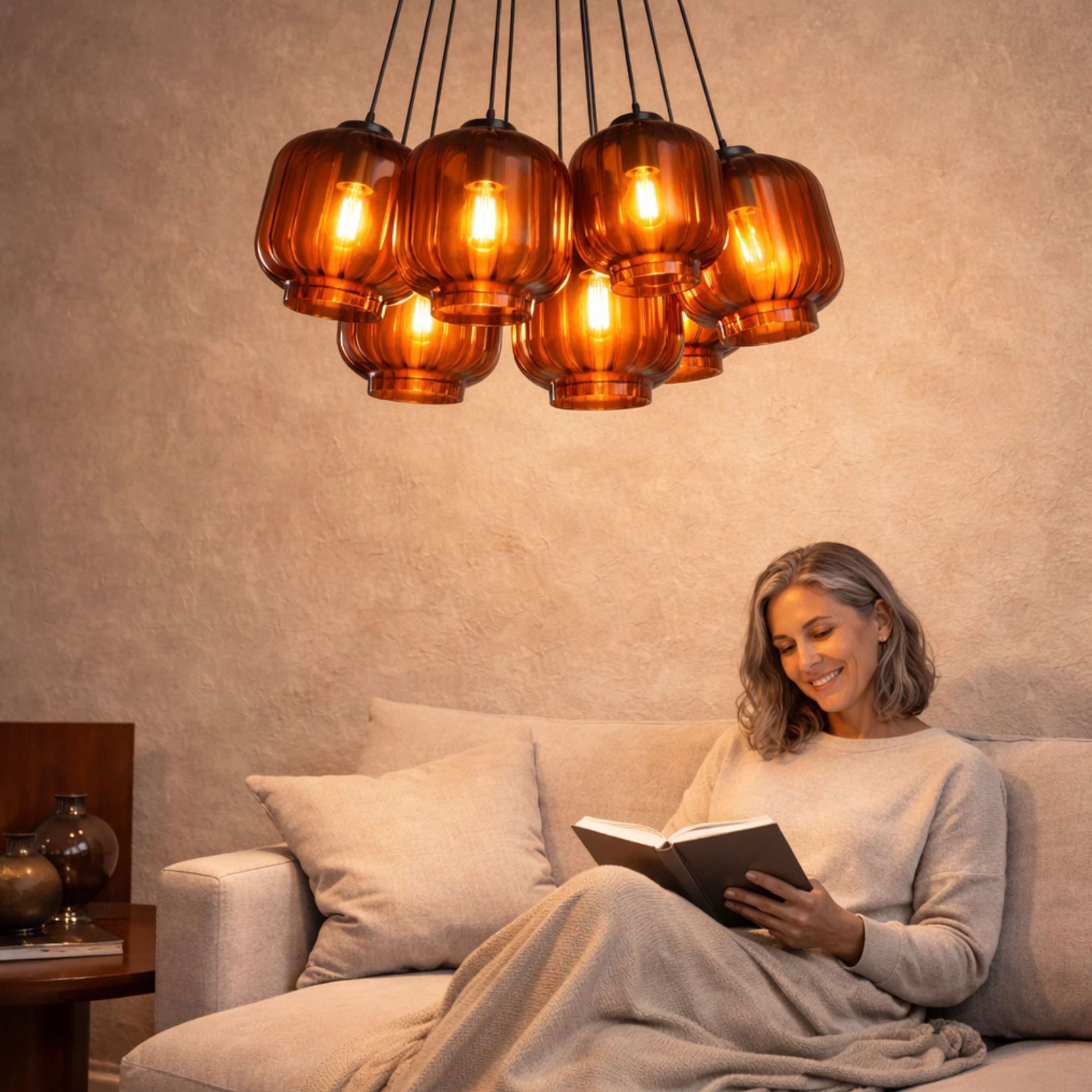 s.luce Velo Cluster Glas - Pendelleuchte 7 - flammig 7x20cm - 200431 - s.luce® - homecoming lights.