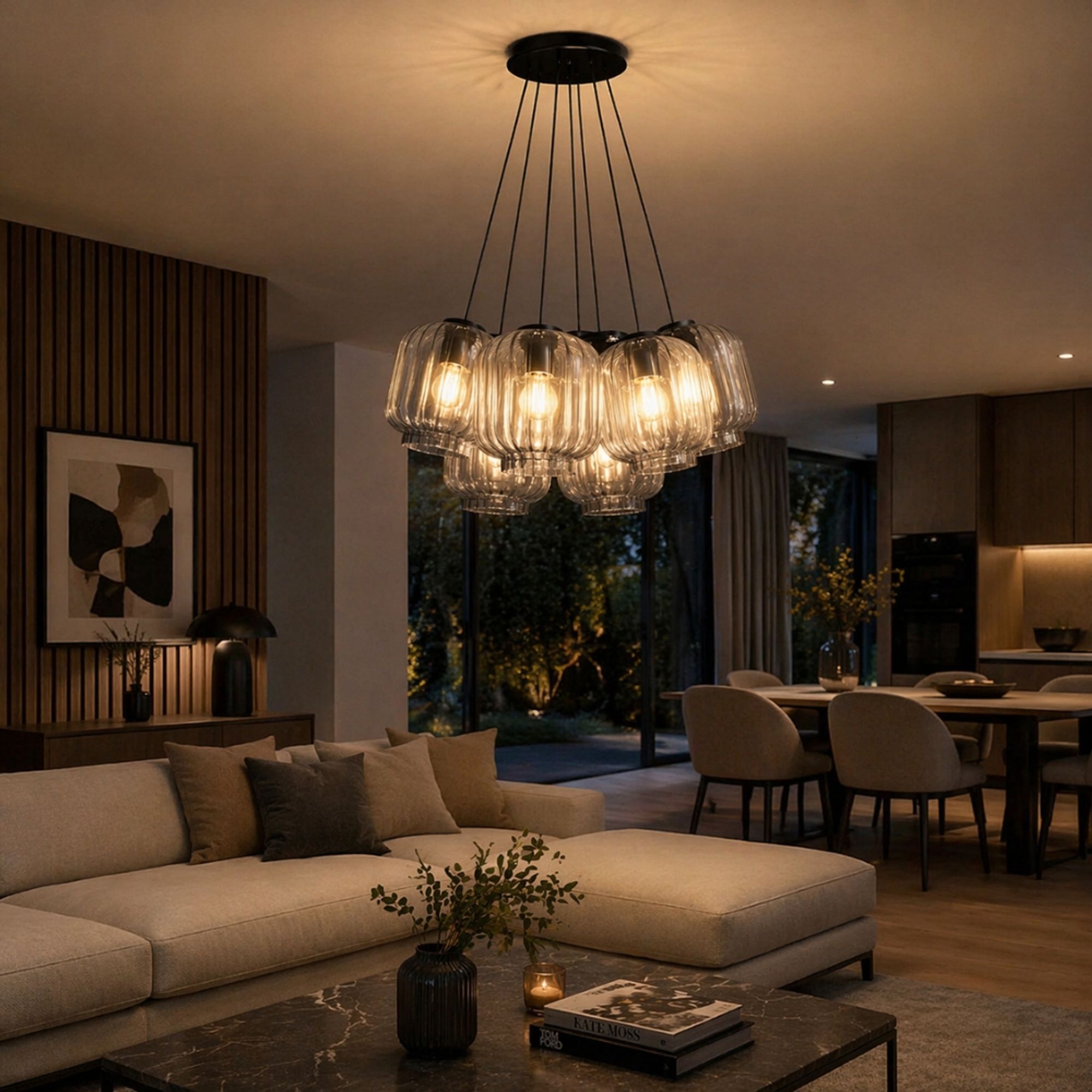 s.luce Velo Cluster Glas - Pendelleuchte 7 - flammig 7x20cm - 200433 - s.luce® - homecoming lights.