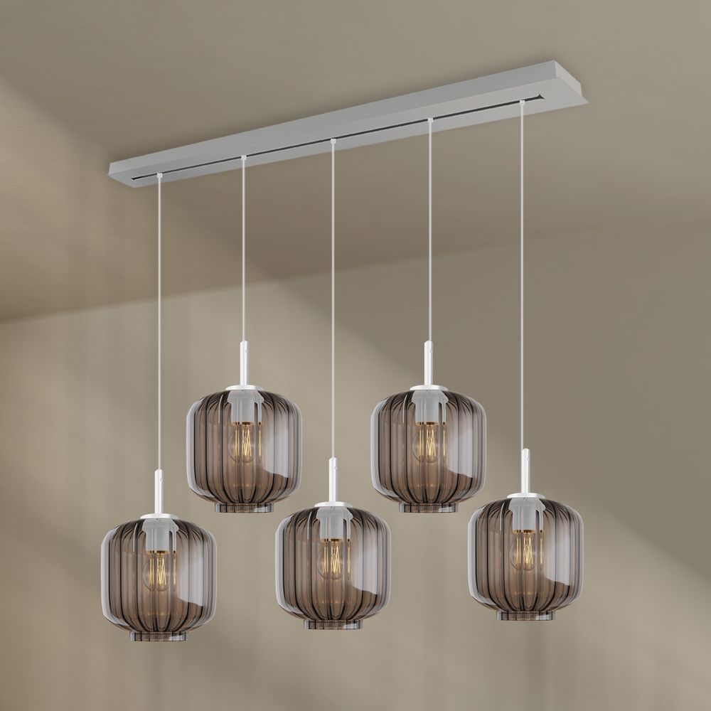 s.luce Velo Esstischlampe 5-flammig 160cm Baldachin Ø 20cm