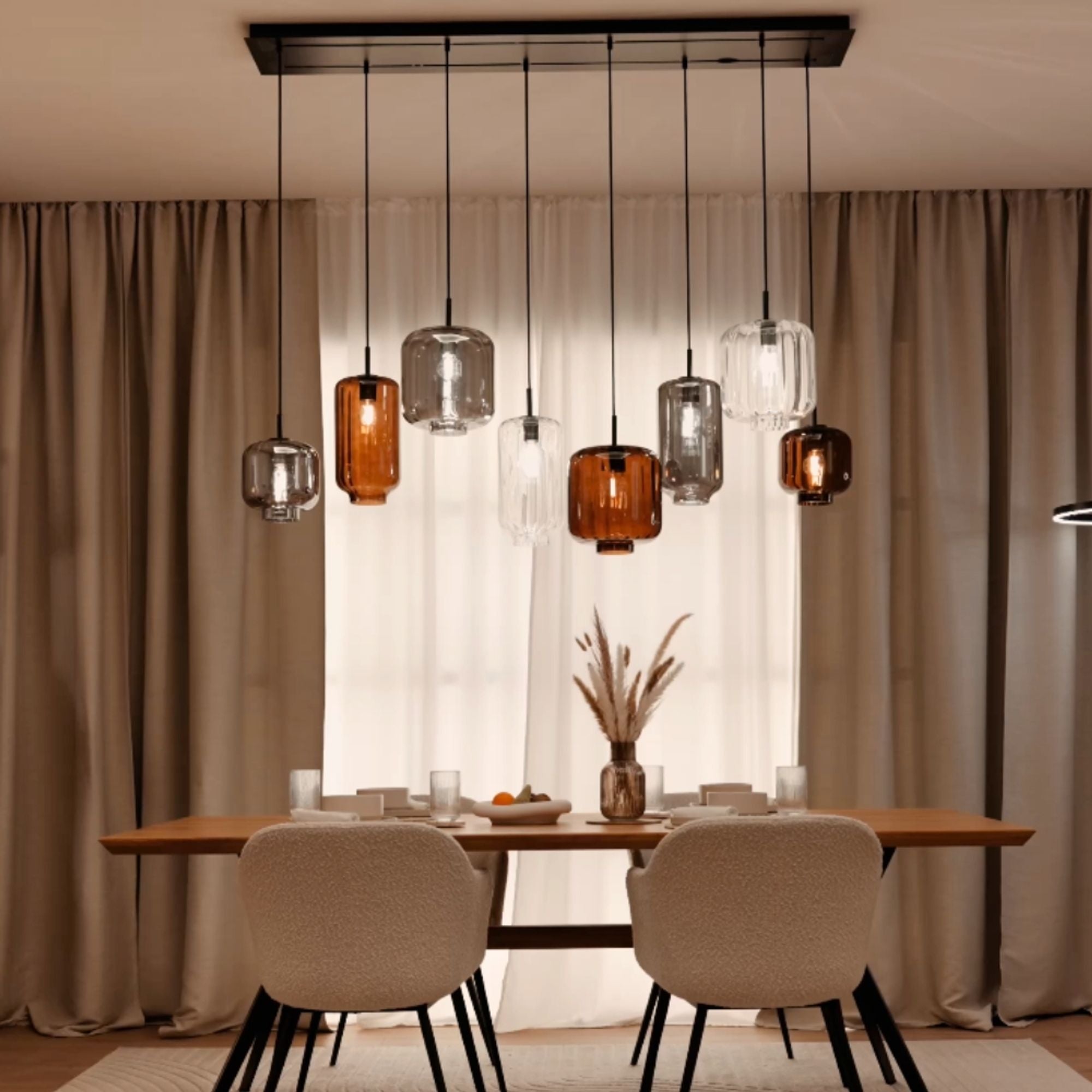 s.luce Velo Esstischleuchte 8 - flammig 200cm 3 - reihig Ø 18/20/25cm - 194364 - s.luce® - homecoming lights.