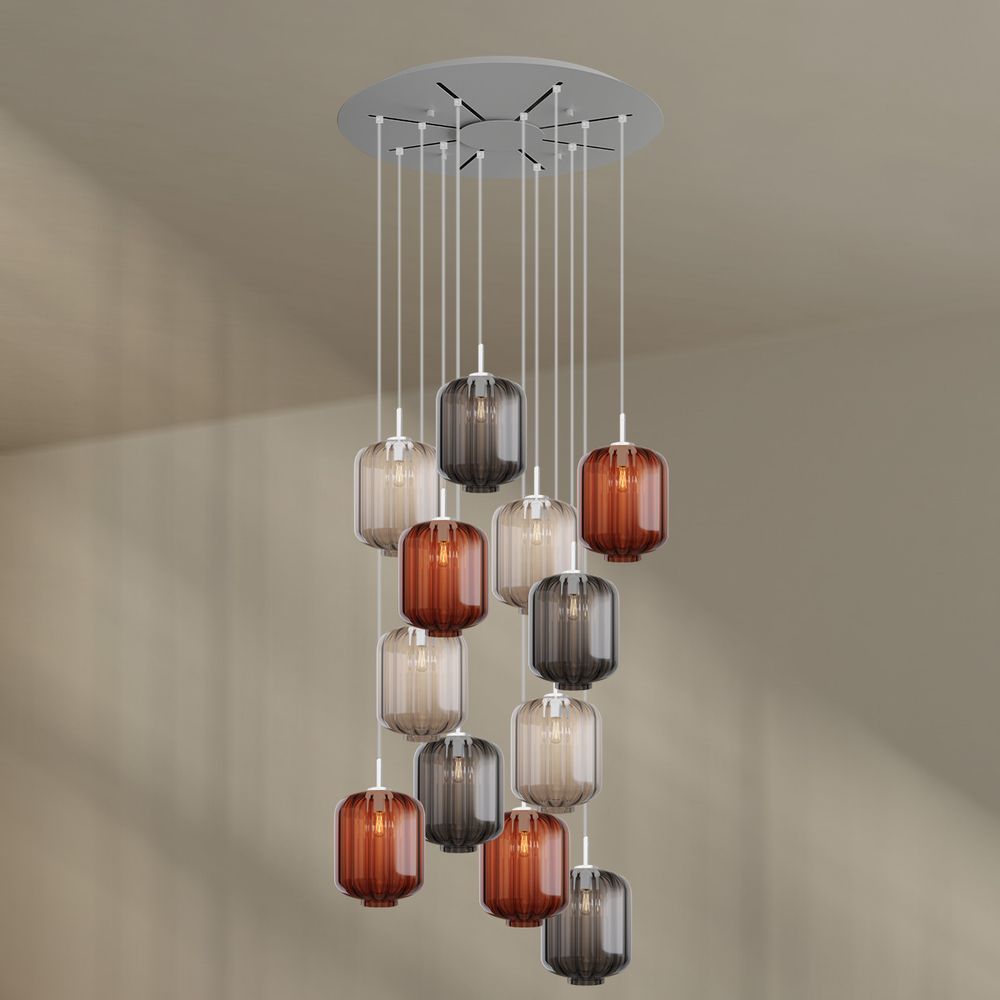 s.luce Velo 12-flammige Galerieleuchte Ø 80cm Baldachin Ø 20cm