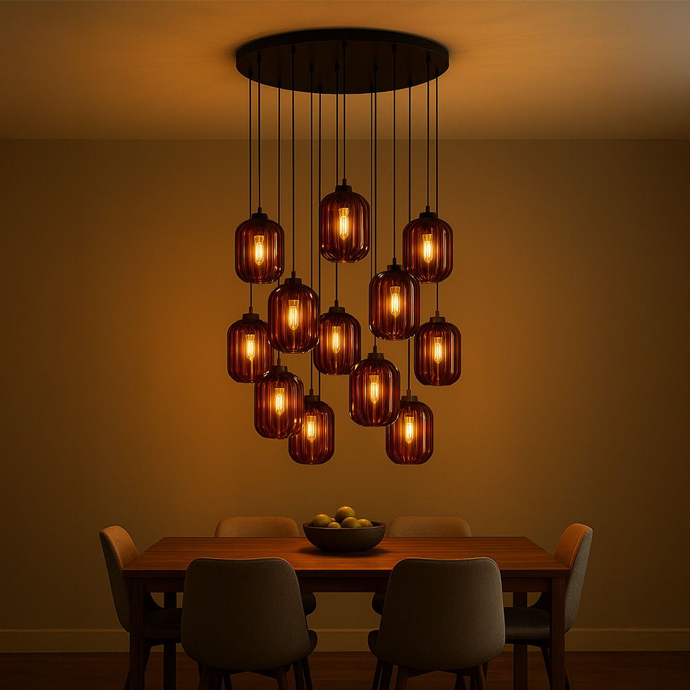 s.luce Velo Galerie-Hängeleuchte 12-flammig Ø 80cm Ø 25cm