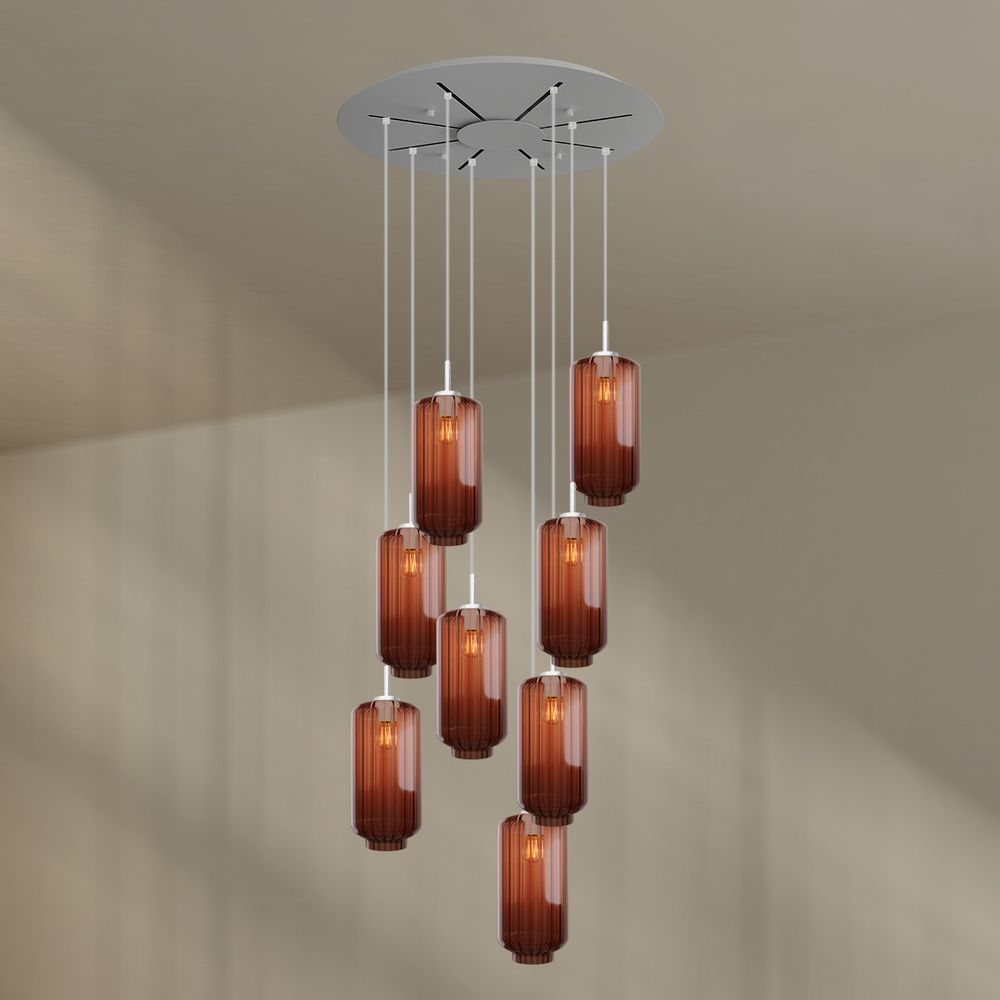 s.luce Velo 8-flammige Galerieleuchte Ø 80cm Baldachin Ø 18cm