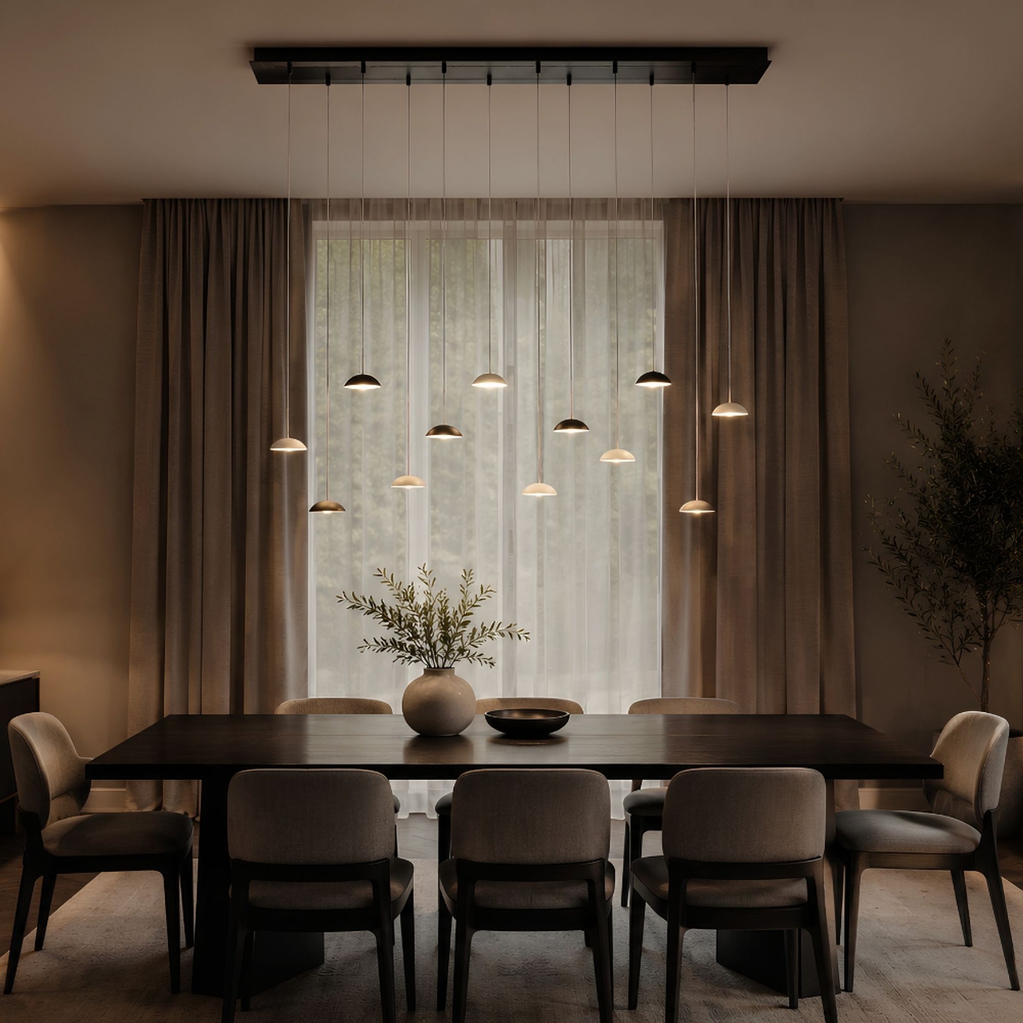 s.luce Santa Air LED Esszimmerlampe 12-flammig 200cm 3-reihig - 194565 - s.luce® - homecoming lights.