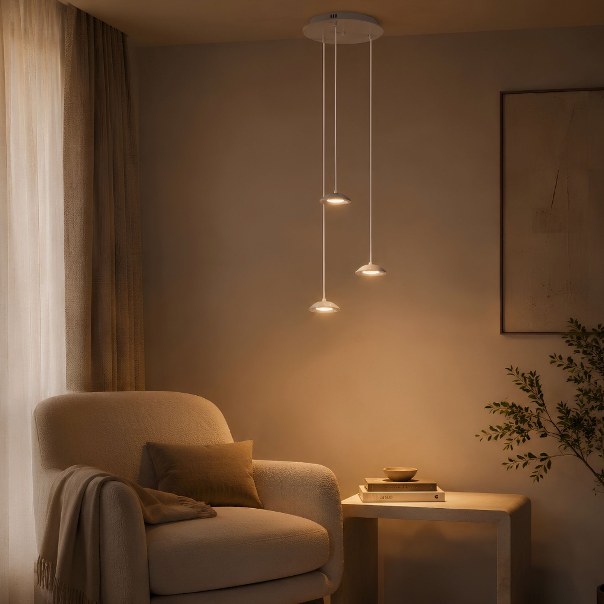 s.luce Santa Air LED Esszimmer-Pendelleuchte 3-flammig Ø 40cm Baldachin - 194563 - s.luce® - homecoming lights.