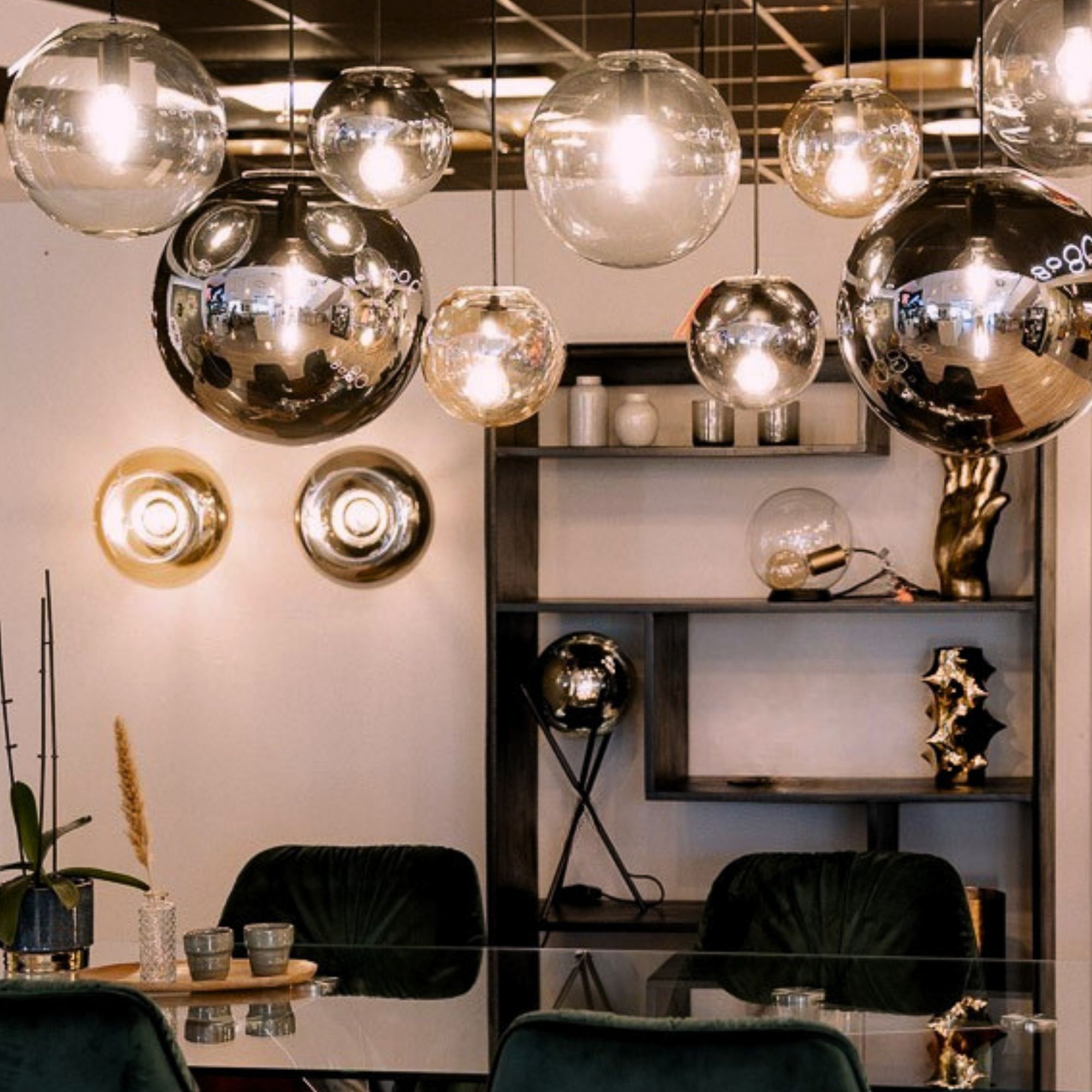 s.luce Orb glass globe hanging lamp 150cm suspension black