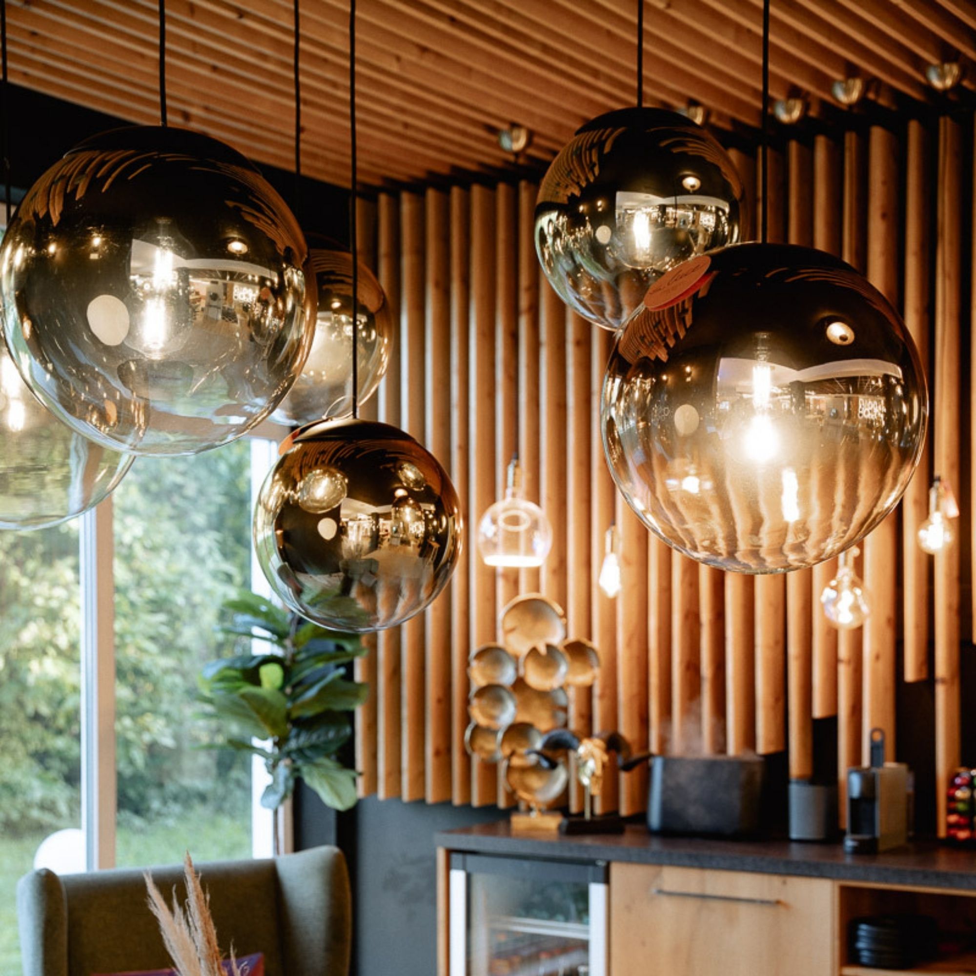 s.luce Orb glass globe hanging lamp 150cm suspension black
