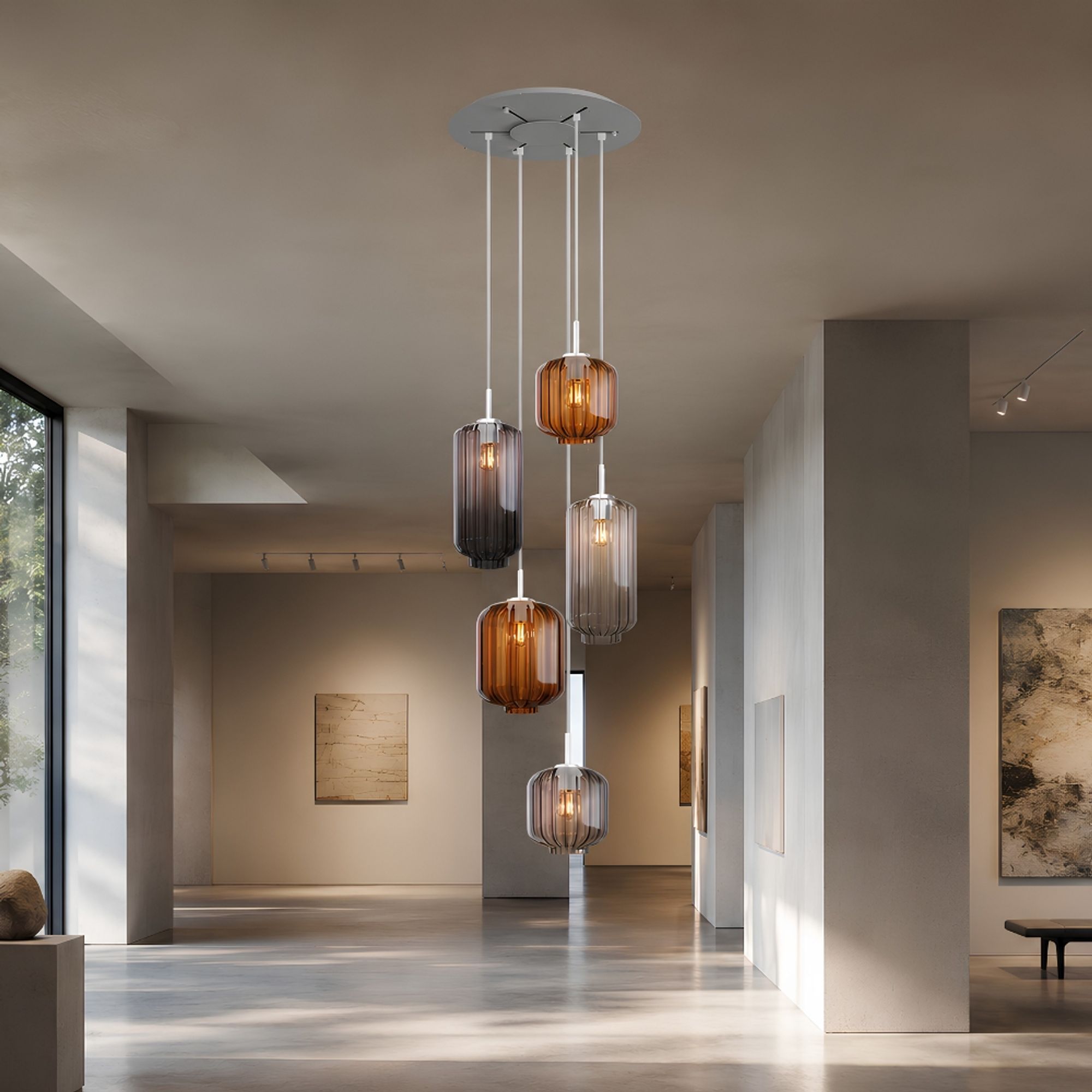 s.luce Velo Galerielampe 5-flammig Ø 60cm Baldachin Ø 18/20/25cm - 194447 - s.luce® - homecoming lights.