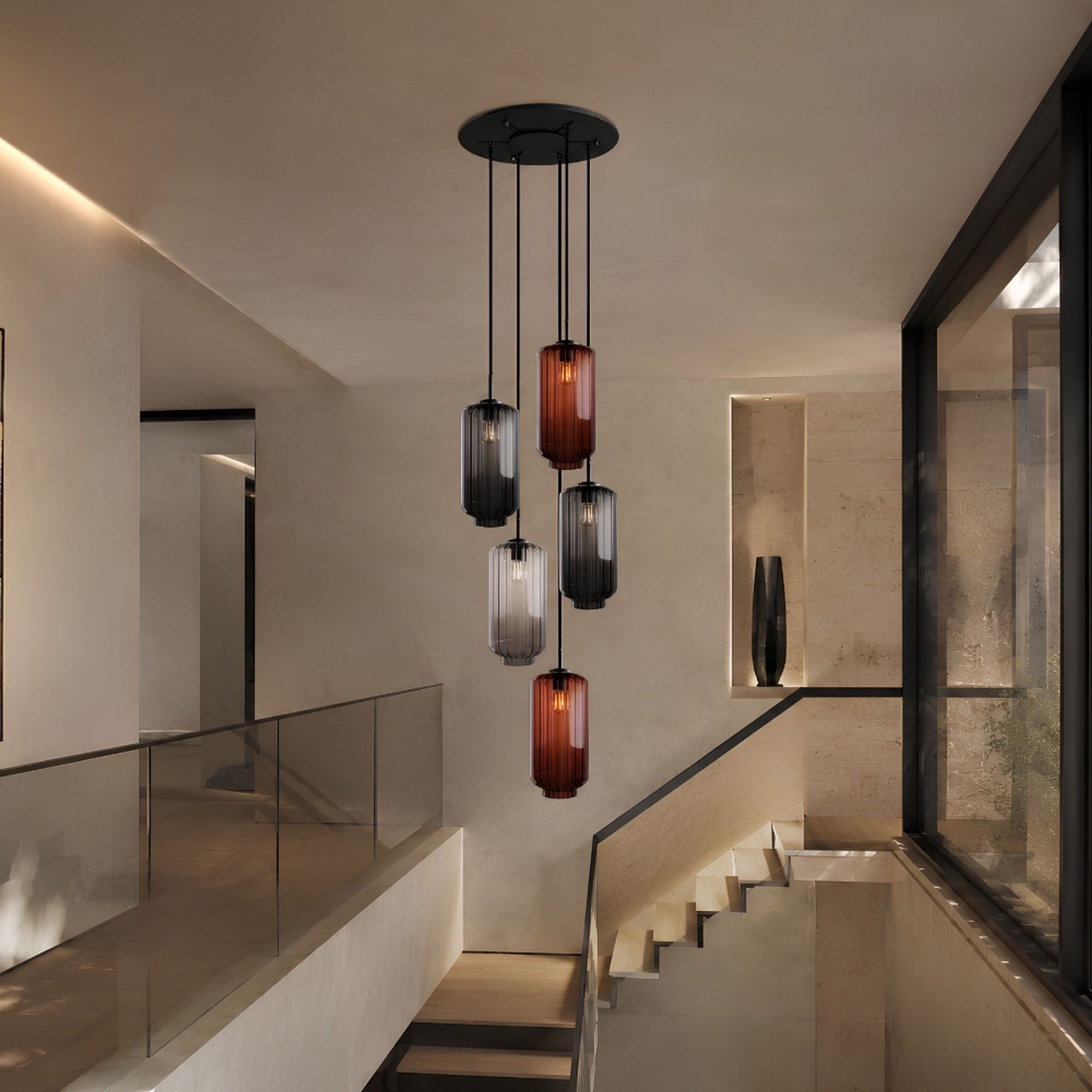 s.luce Velo Galerieleuchte 5-flammig Ø 60cm Baldachin Ø 18cm - 194421 - s.luce® - homecoming lights.