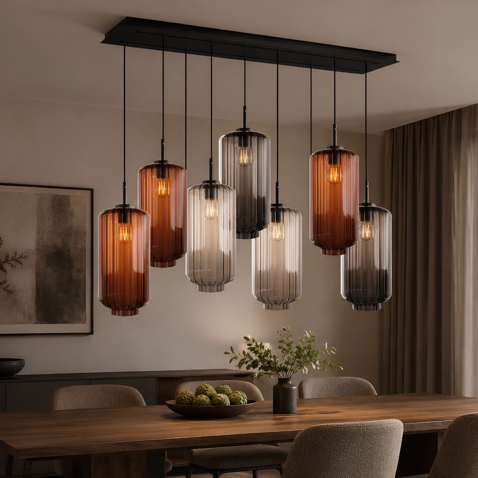 s.luce Velo Esstischlampe 8-flammig 160cm 2-reihig Ø 18cm - 194351 - s.luce® - homecoming lights.