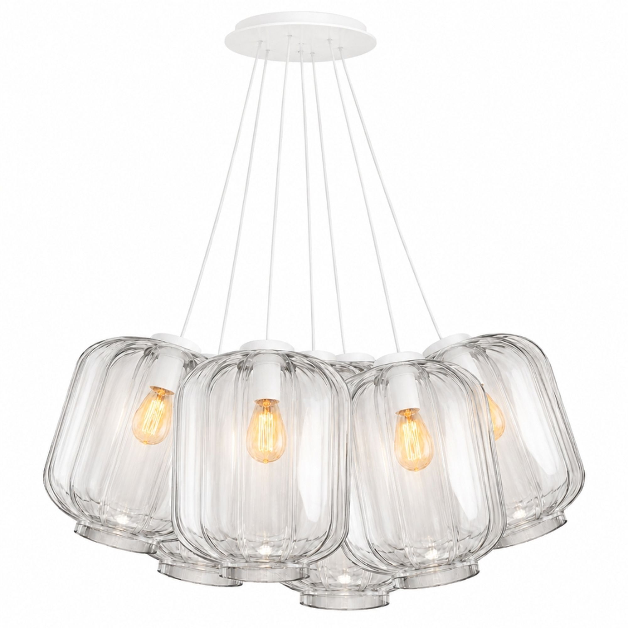 s.luce Velo Cluster Glas-Pendelleuchte 7-flammig 7x25cm - 200445 - s.luce® - homecoming lights.