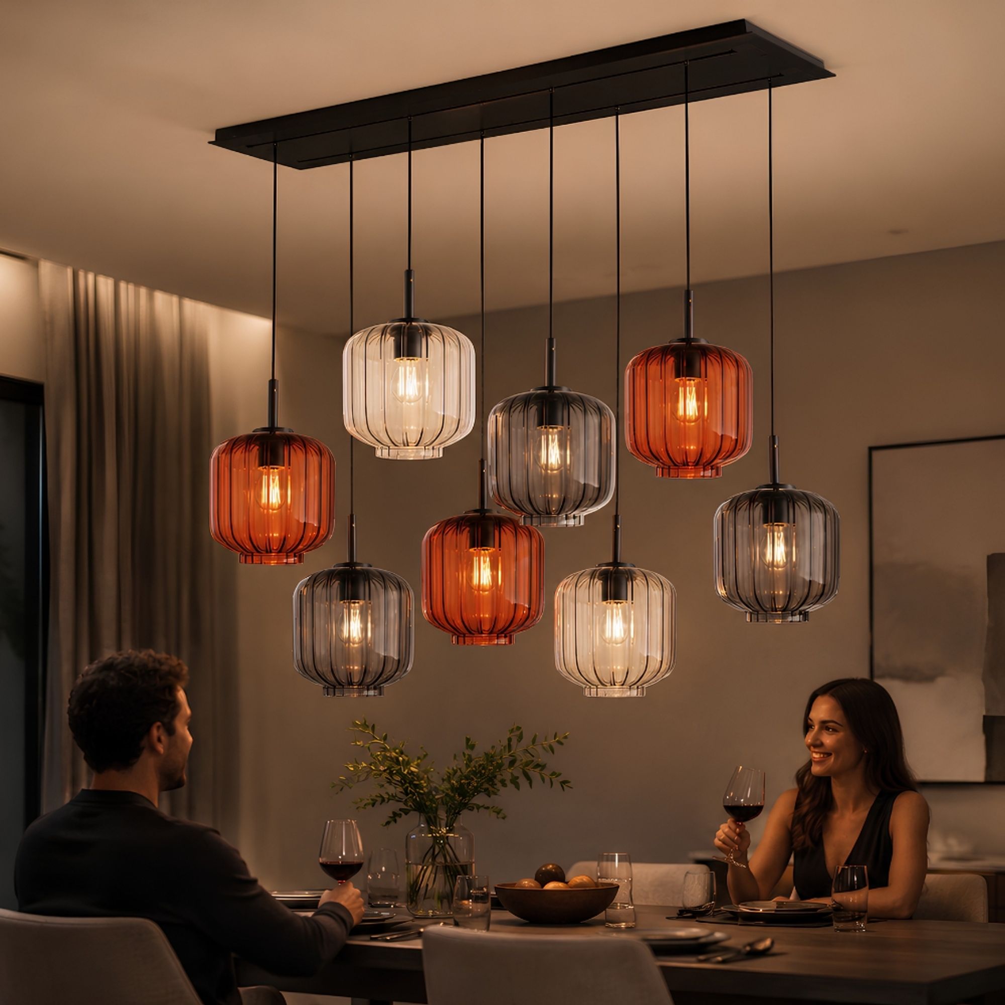 s.luce Velo Esszimmerlampe 8-flammig 160cm 2-reihig Ø 20cm - 191080 - s.luce® - homecoming lights.