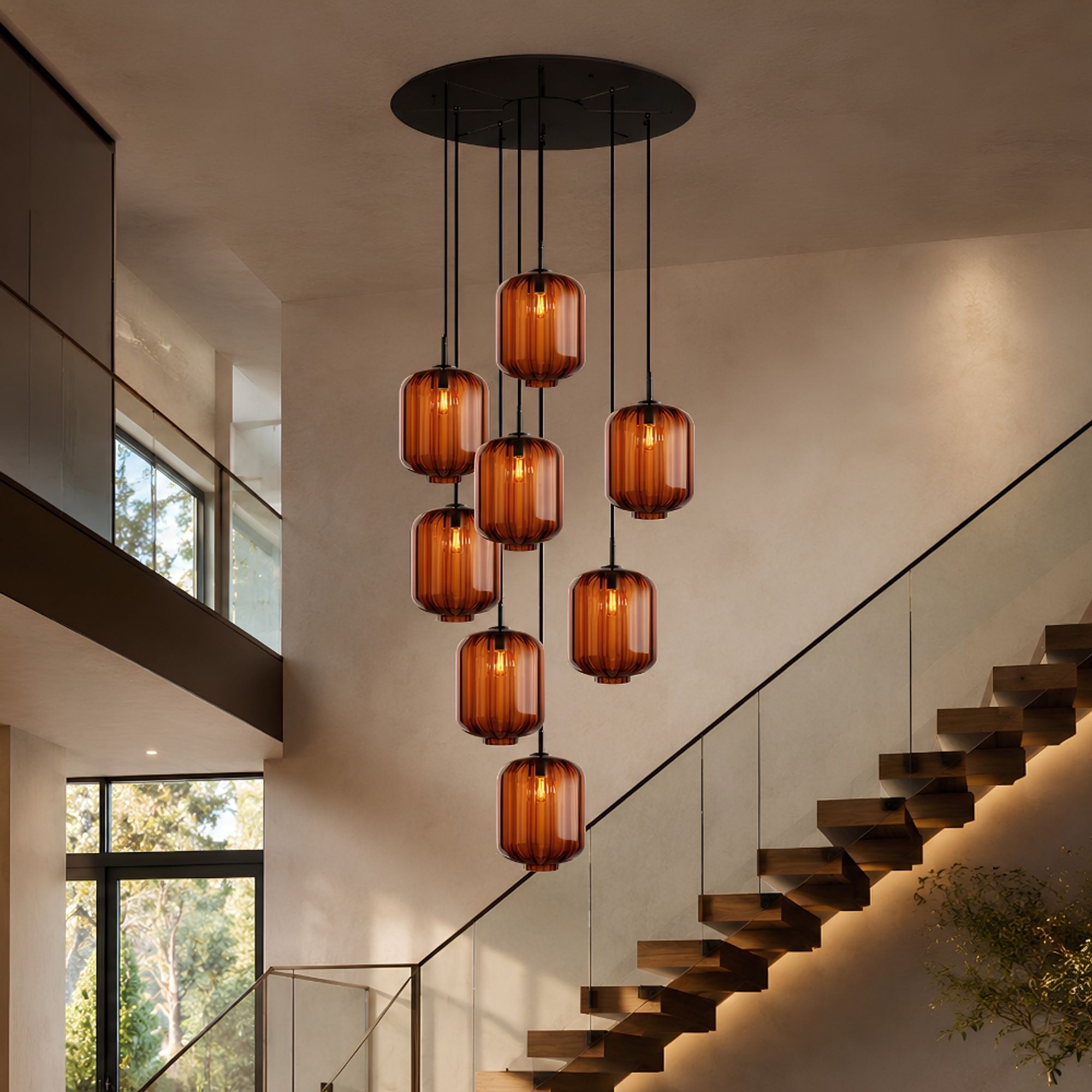 s.luce Velo 8-flammige Galerielampe Ø 80cm Baldachin Ø 25cm - 194468 - s.luce® - homecoming lights.