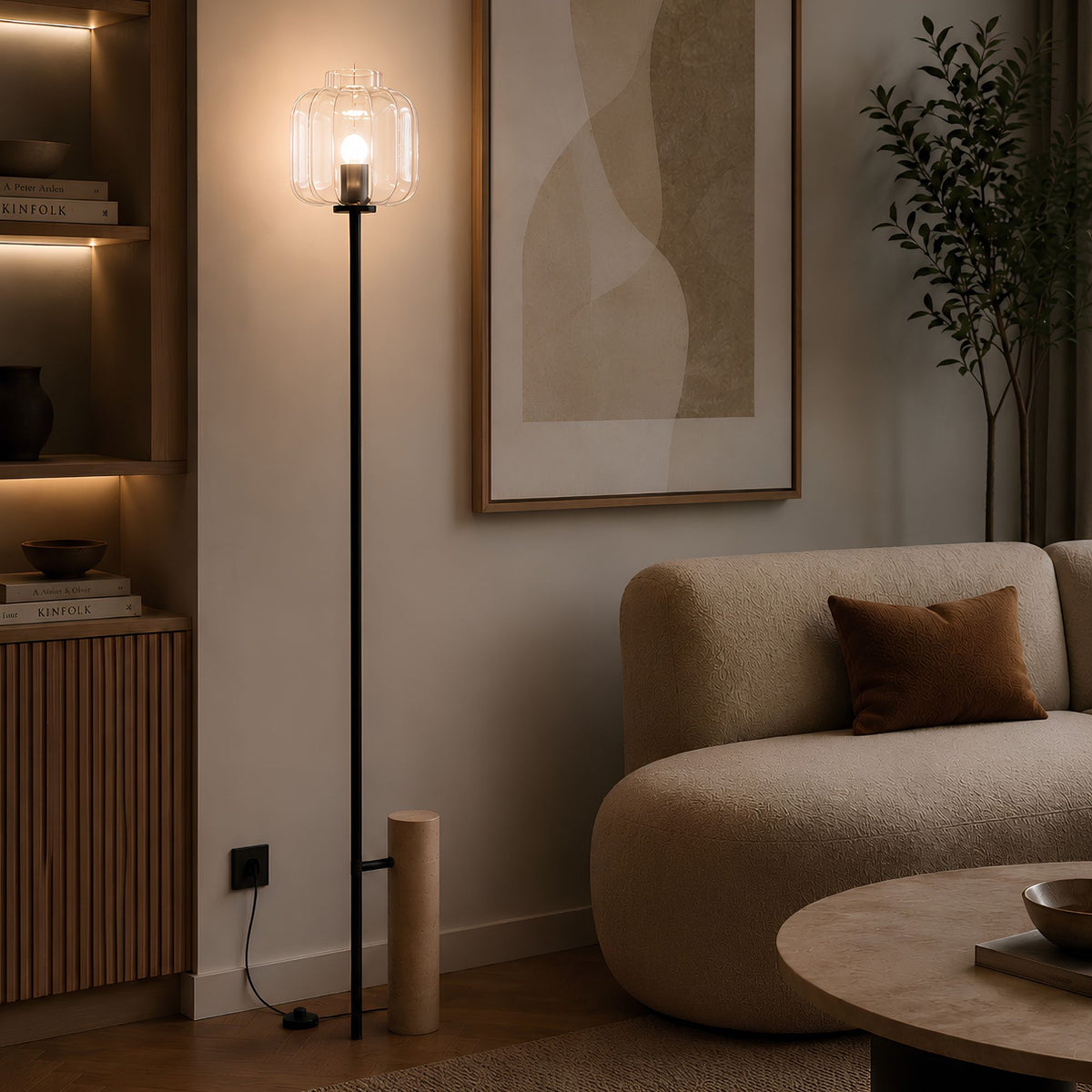 s.luce Velo Stehleuchte Travertin-Stein 180cm Schwarz - 200852 - s.luce® - homecoming lights.