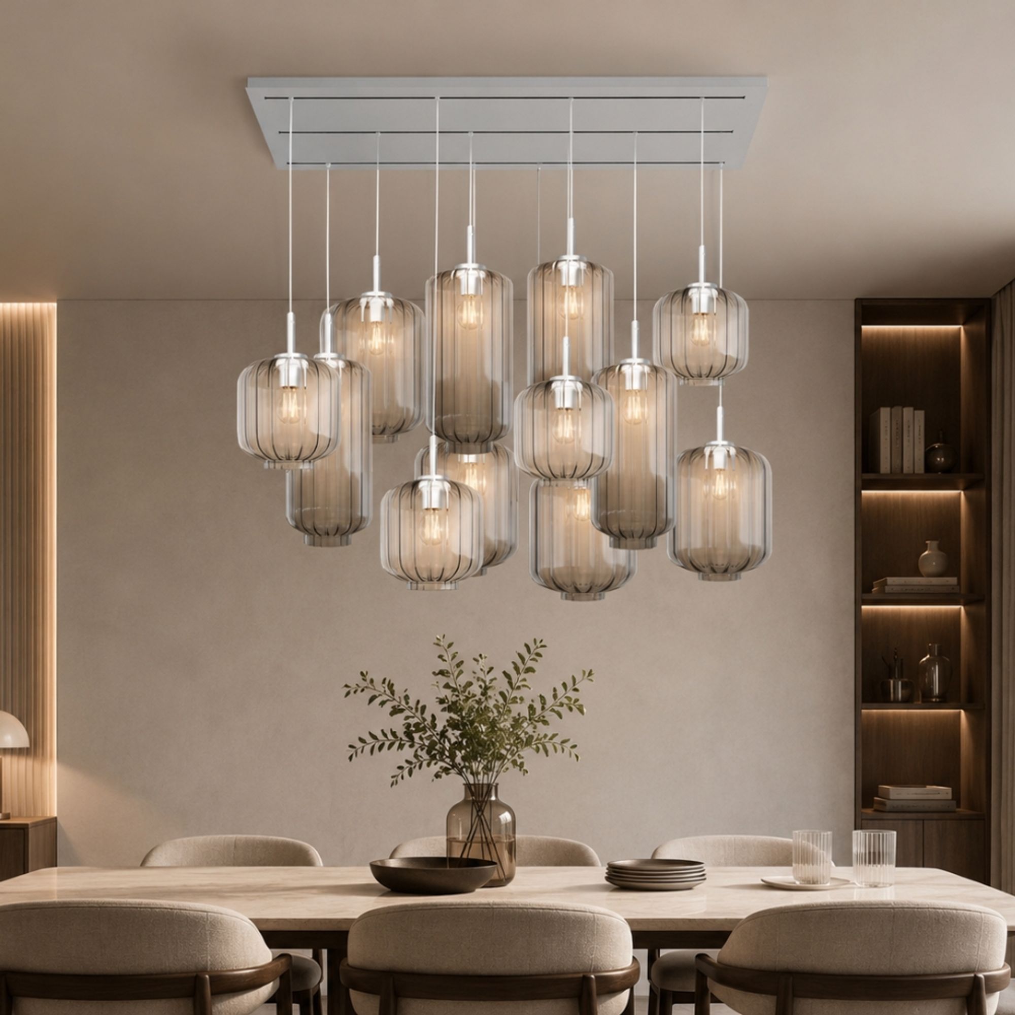 s.luce Velo Esszimmerlampe 12-flammig 200cm 3-reihig Ø 18/20/25cm - 194376 - s.luce® - homecoming lights.