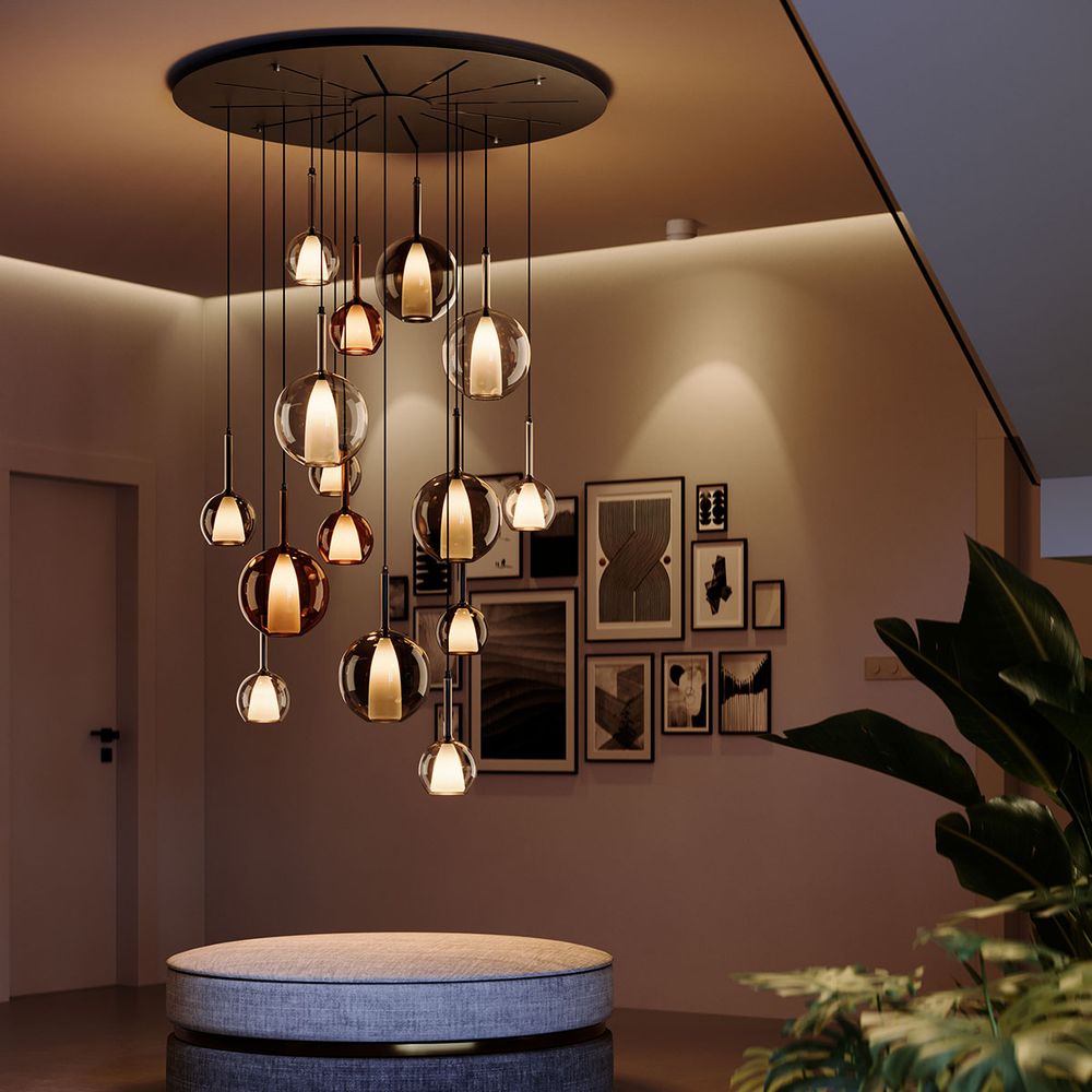 s.luce Belluna glass gallery pendant light 500cm textile cable