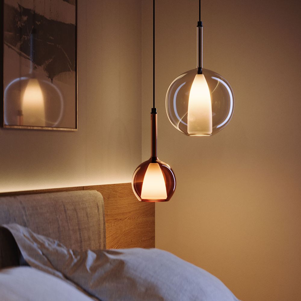 s.luce Belluna glass gallery pendant light 500cm textile cable