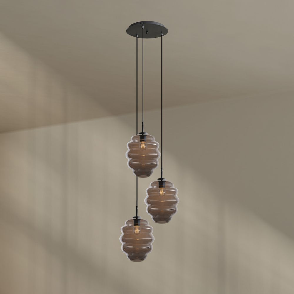 s.luce Echos gallery light 3-light Ø 40cm canopy glass: Ø 25cm