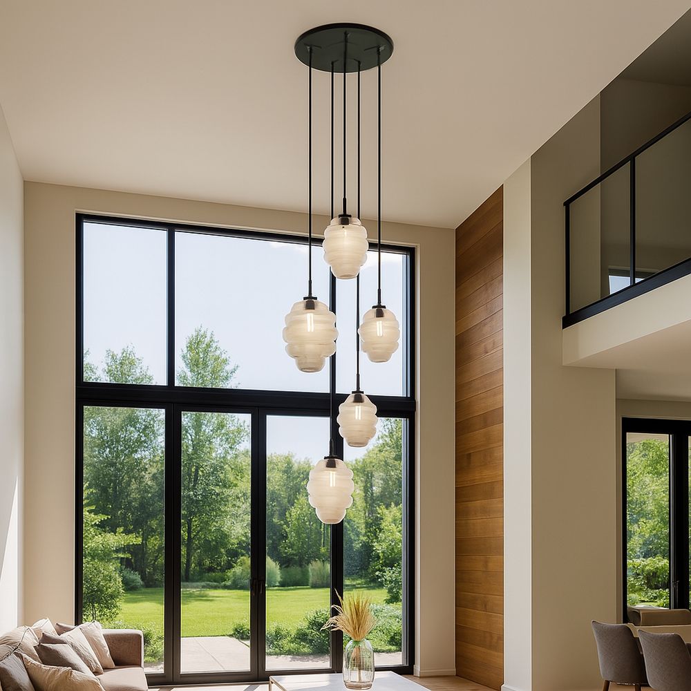 s.luce Echos gallery light 5-flame Ø 60cm canopy, Ø 18/25cm