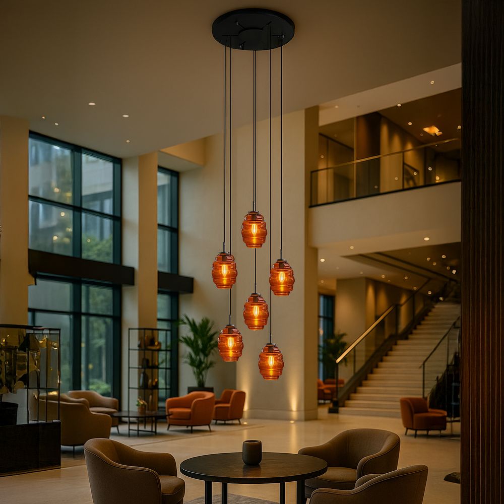 s.luce Echos gallery light 5-flame Ø 60cm canopy, Ø 18cm