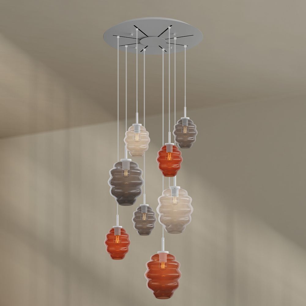s.luce Echos gallery light 8-flame Ø 80cm canopy, Ø 18/25cm