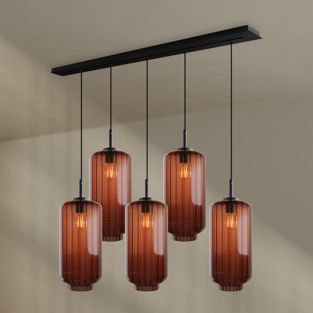 s.luce Velo dining table lamp 5-flame 160cm canopy Ø 18cm
