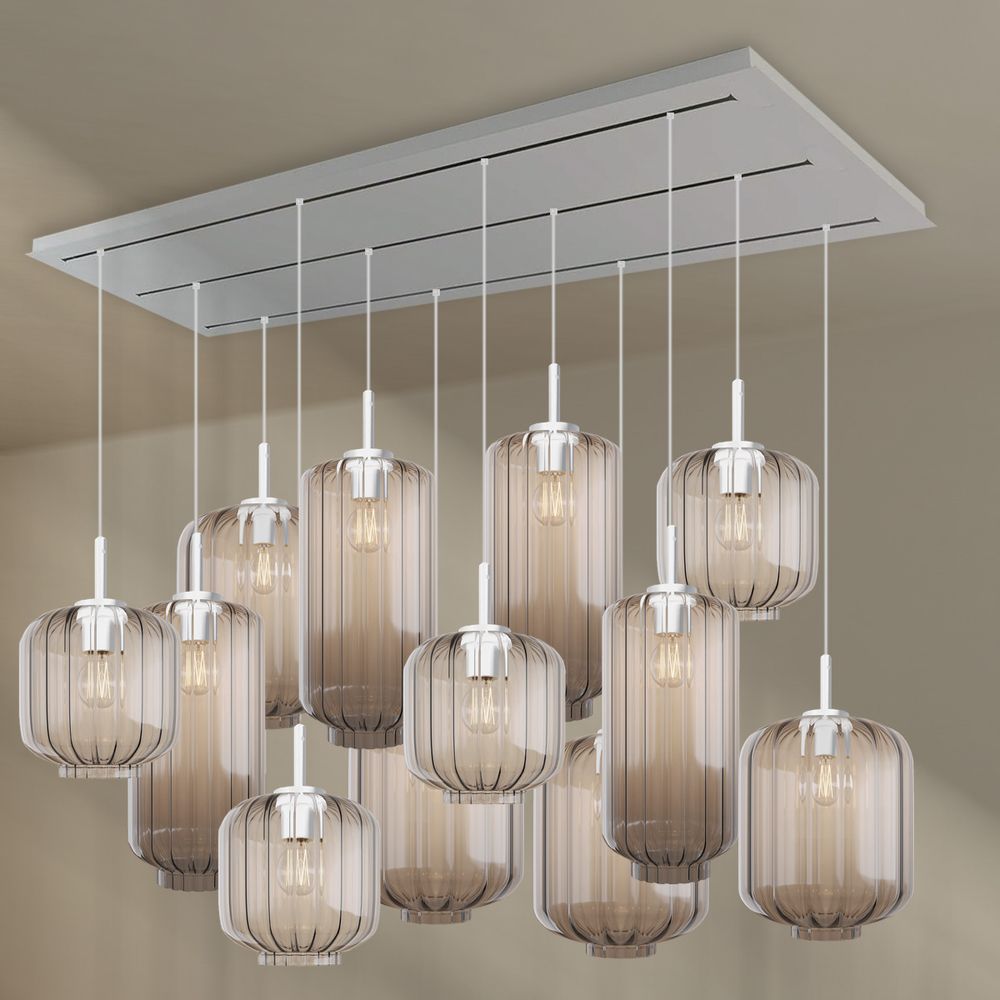 s.luce Velo dining room lamp 12-light 200cm 3-row Ø 18/20/25cm