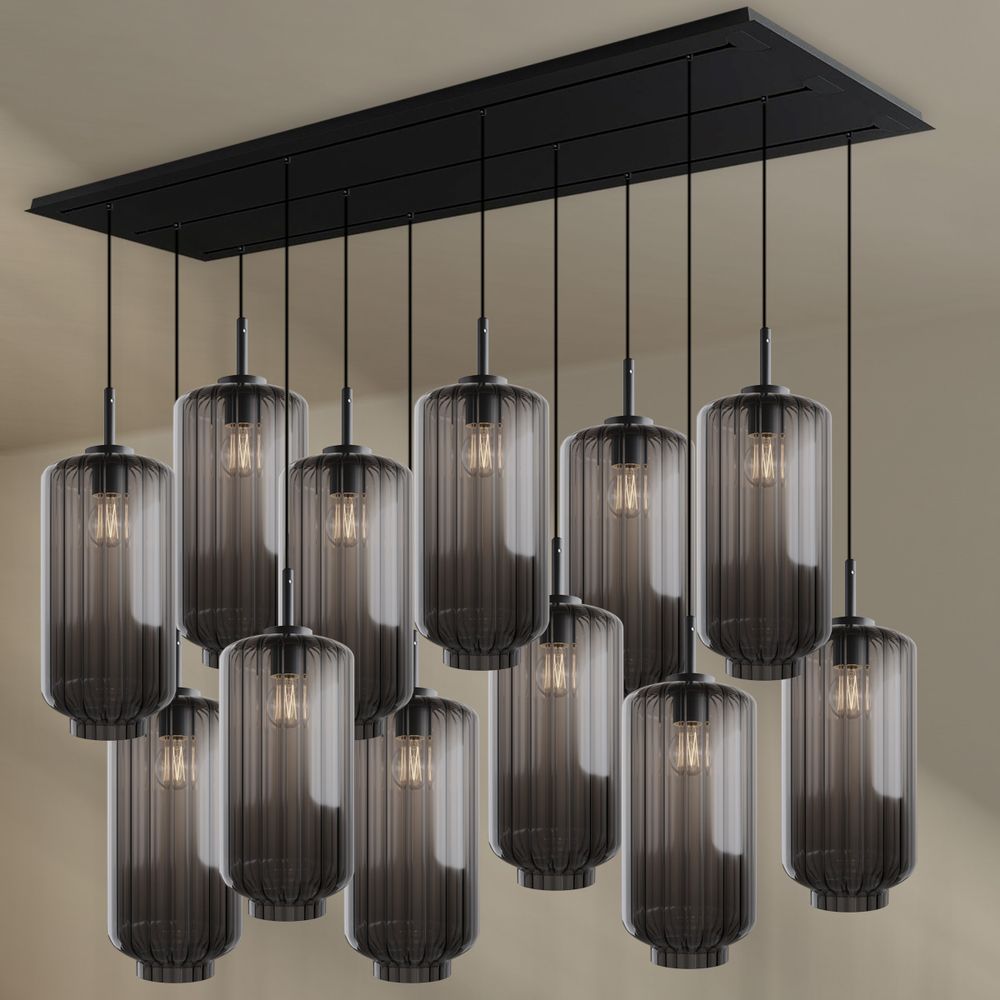 s.luce Velo dining room lamp 12-light 200cm 3-row Ø 18cm