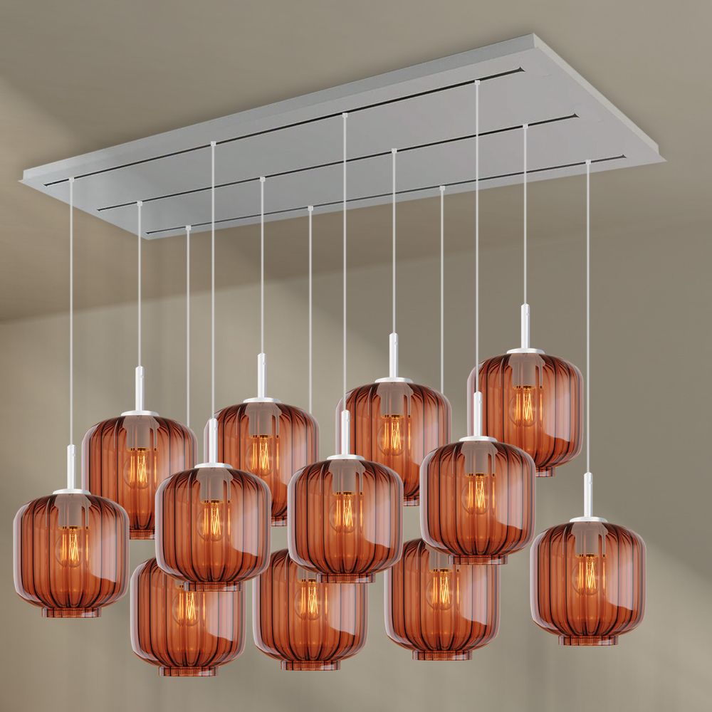 s.luce Velo dining table lamp 12-light 200cm 3-row Ø 20cm