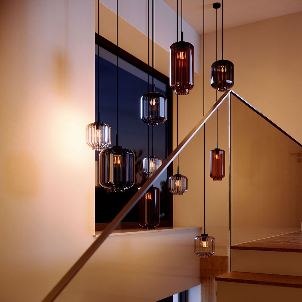 s.luce Velo gallery glass pendant light suspension 500cm black