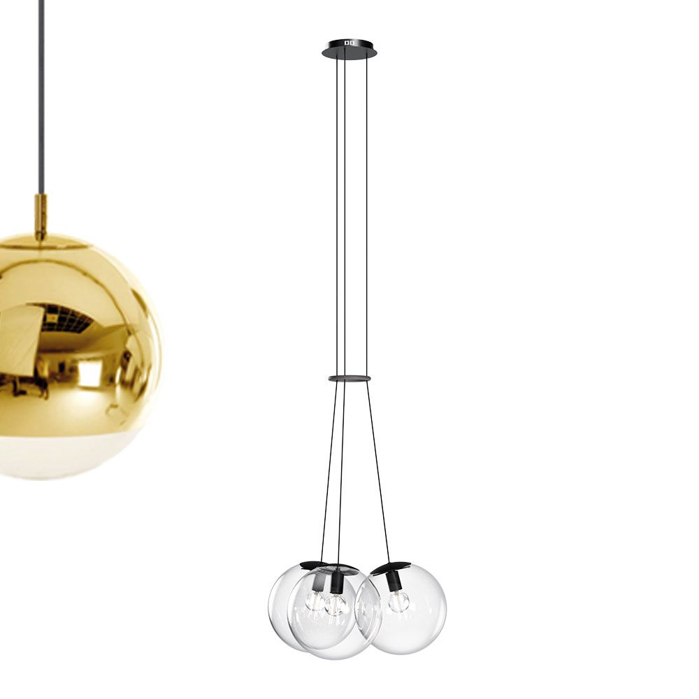 s.luce Cluster glass globe gallery lamp lámpara colgante 3 luces