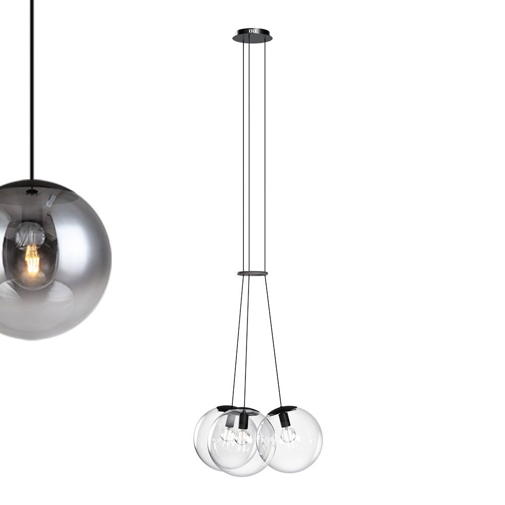 s.luce Cluster glass globe gallery lamp lámpara colgante 3 luces