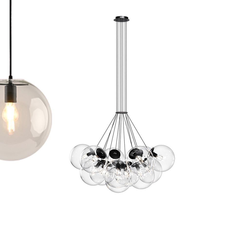 s.luce cluster glass globe gallery light lámpara colgante 13 luces