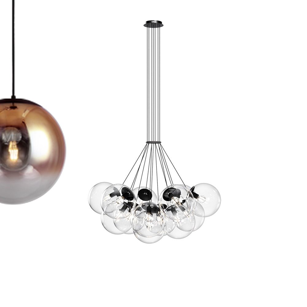 s.luce cluster glass globe gallery light lámpara colgante 13 luces