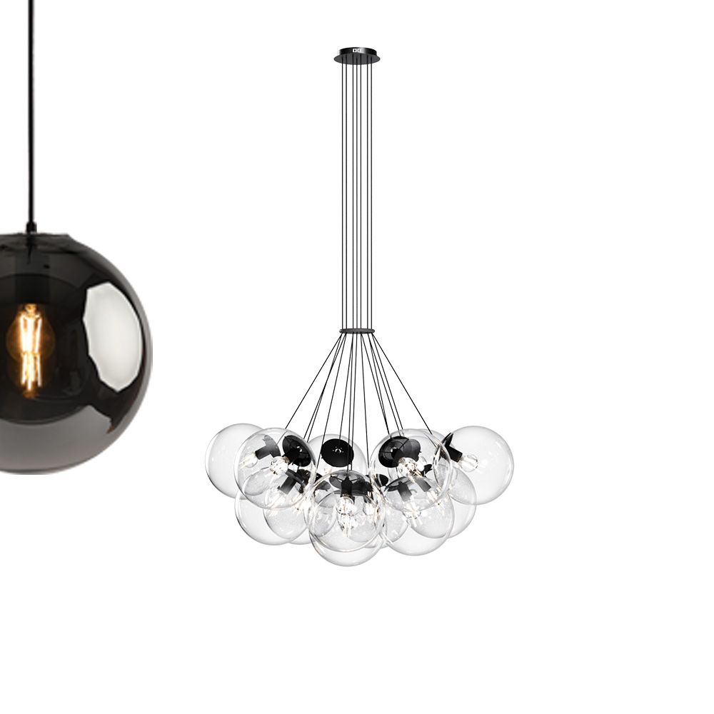 s.luce cluster glass globe gallery light lámpara colgante 13 luces
