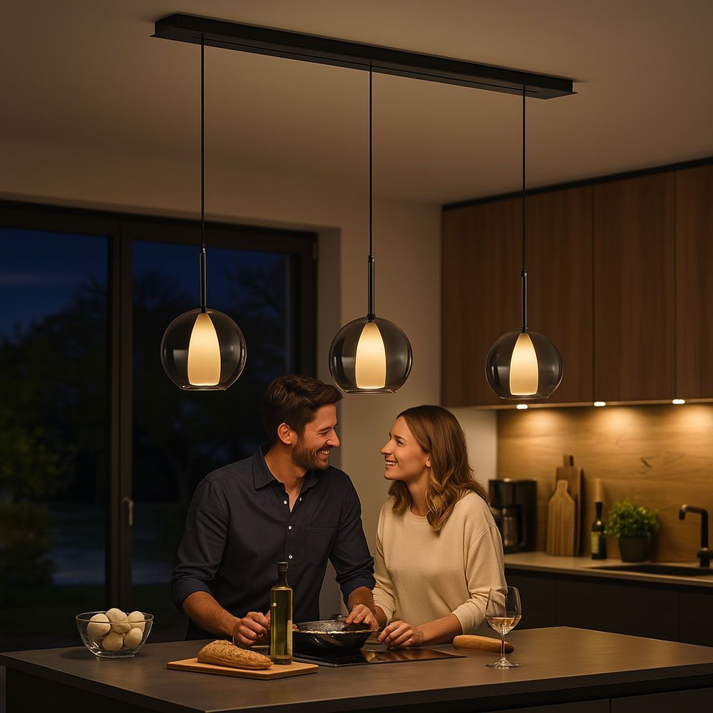 s.luce Belluna lámpara de mesa de comedor 3 luces 160cm dosel