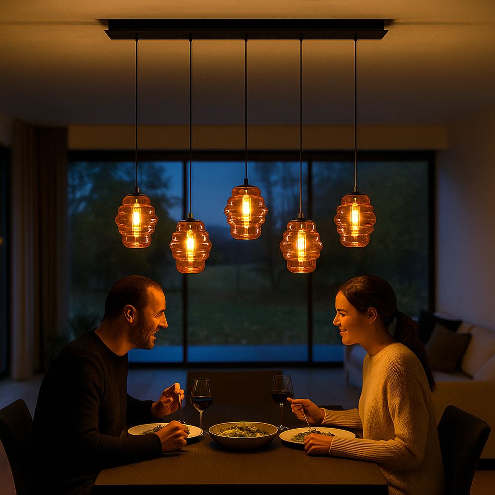 s.luce Echos lámpara de mesa de comedor 5-flama 160cm dosel Ø 18cm