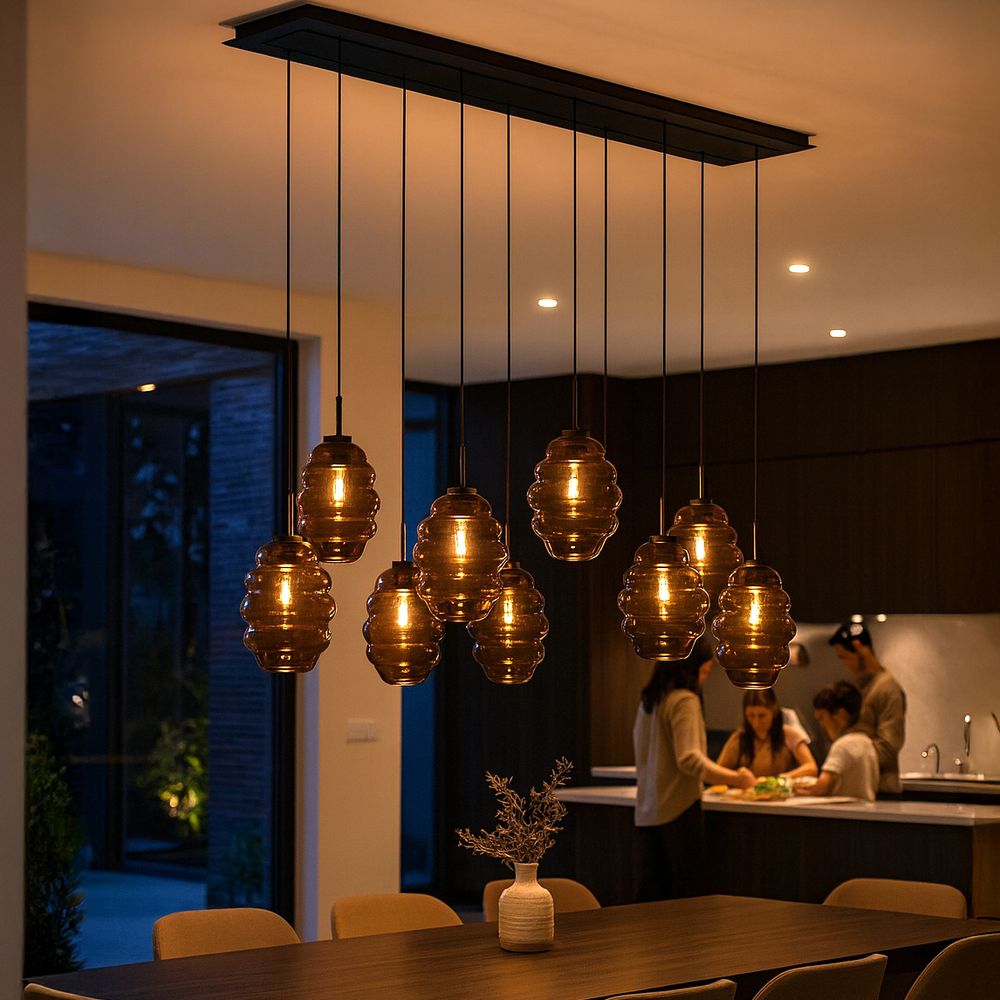 s.luce Echos lámpara de mesa 8 luces 160cm 2 filas Ø 18/25cm