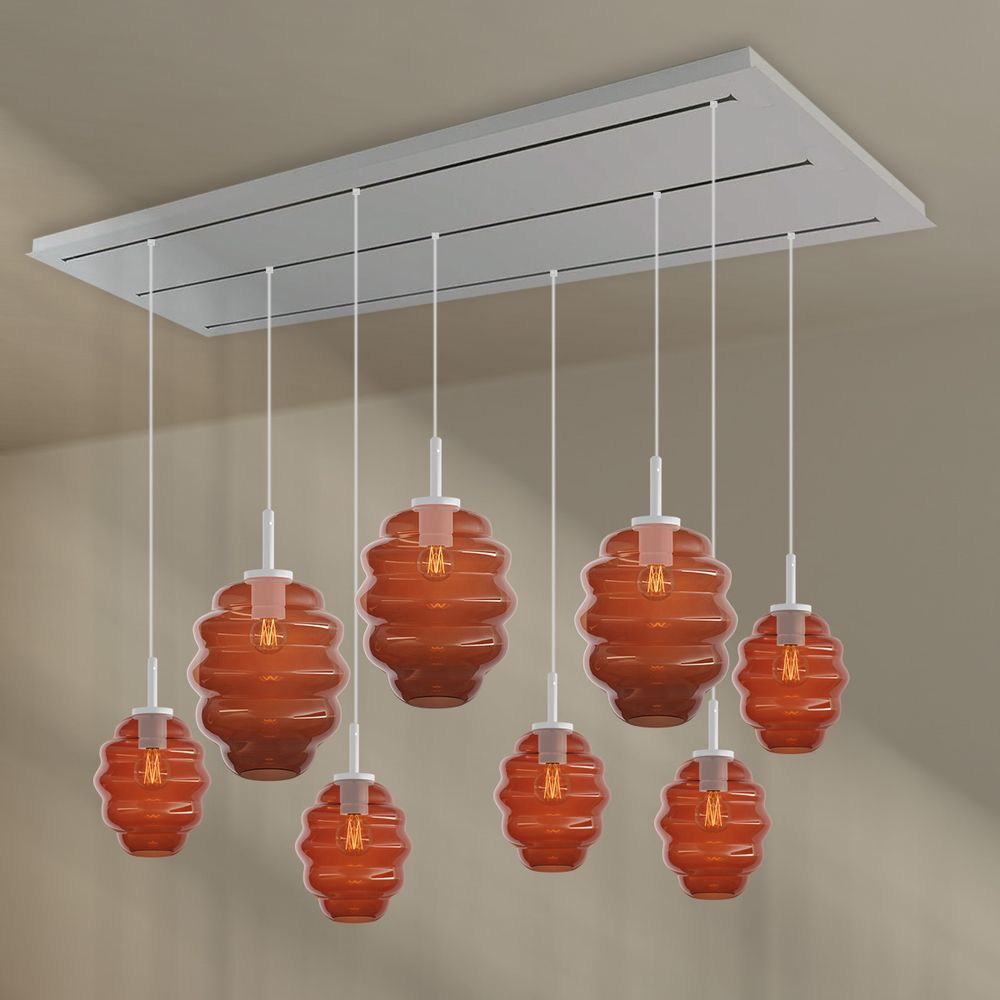 s.luce Echos lámpara de mesa de comedor 8 luces 200cm 3 filas Ø 18/25cm