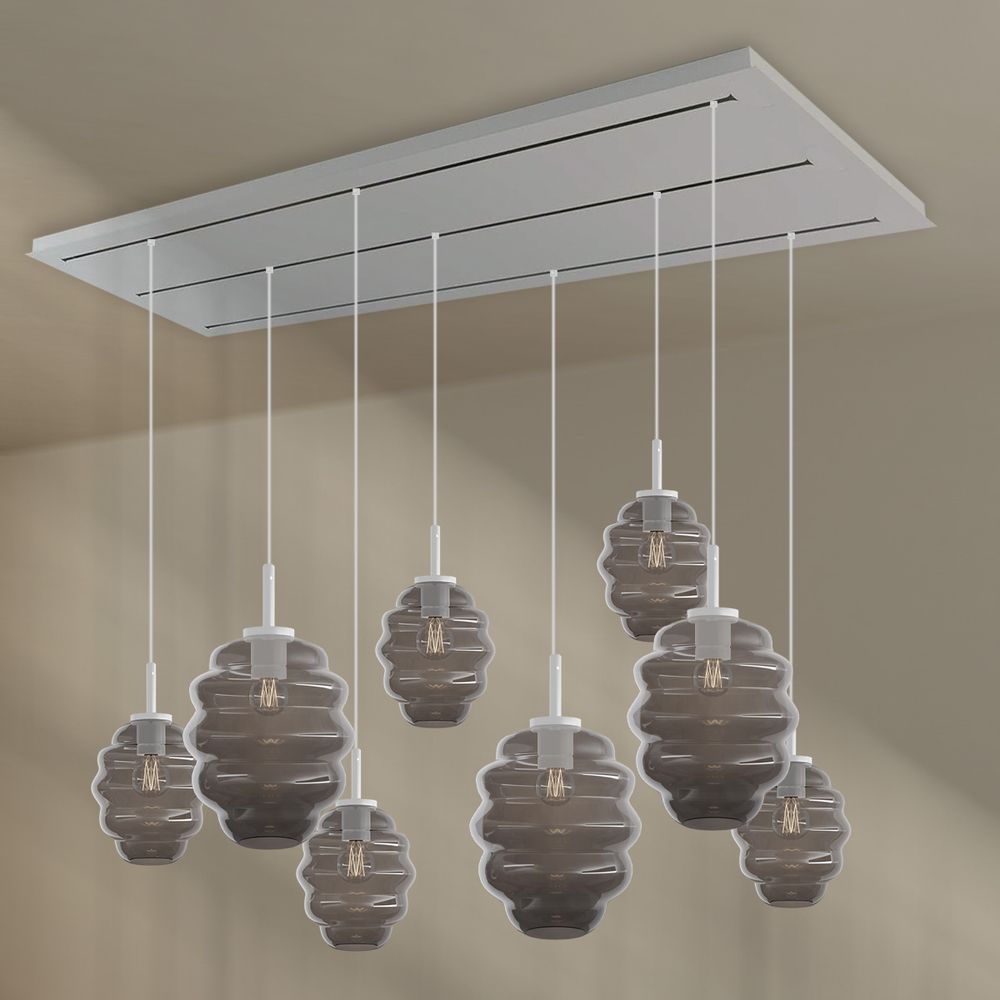 s.luce Echos lámpara de mesa de comedor 8 luces 200cm 3 filas Ø 18/25cm