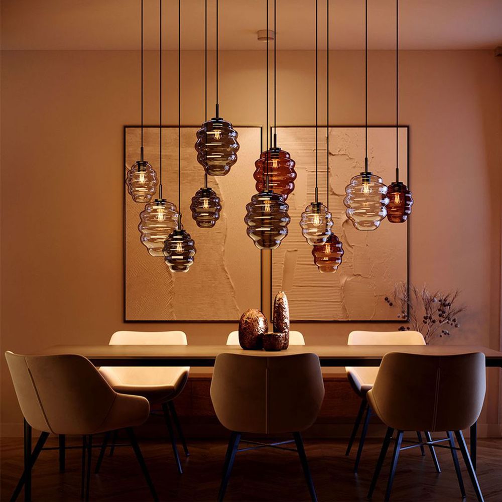 s.luce Echos lámpara de mesa de comedor 8 luces 200cm 3 filas Ø 18/25cm