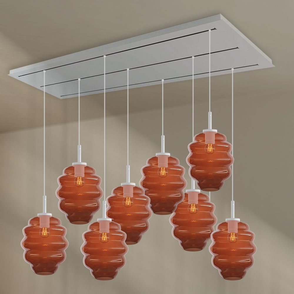 s.luce Echos lámpara de mesa de comedor 8 luces 200cm 3 filas Ø 25cm