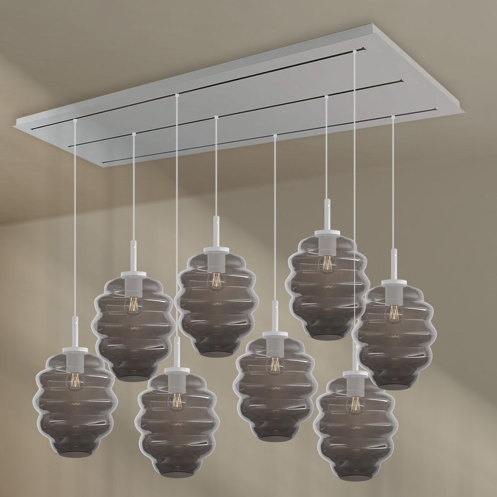 s.luce Echos lámpara de mesa de comedor 8 luces 200cm 3 filas Ø 25cm