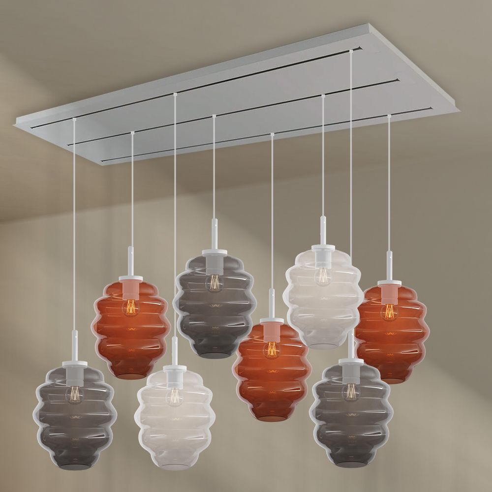 s.luce Echos lámpara de mesa de comedor 8 luces 200cm 3 filas Ø 25cm