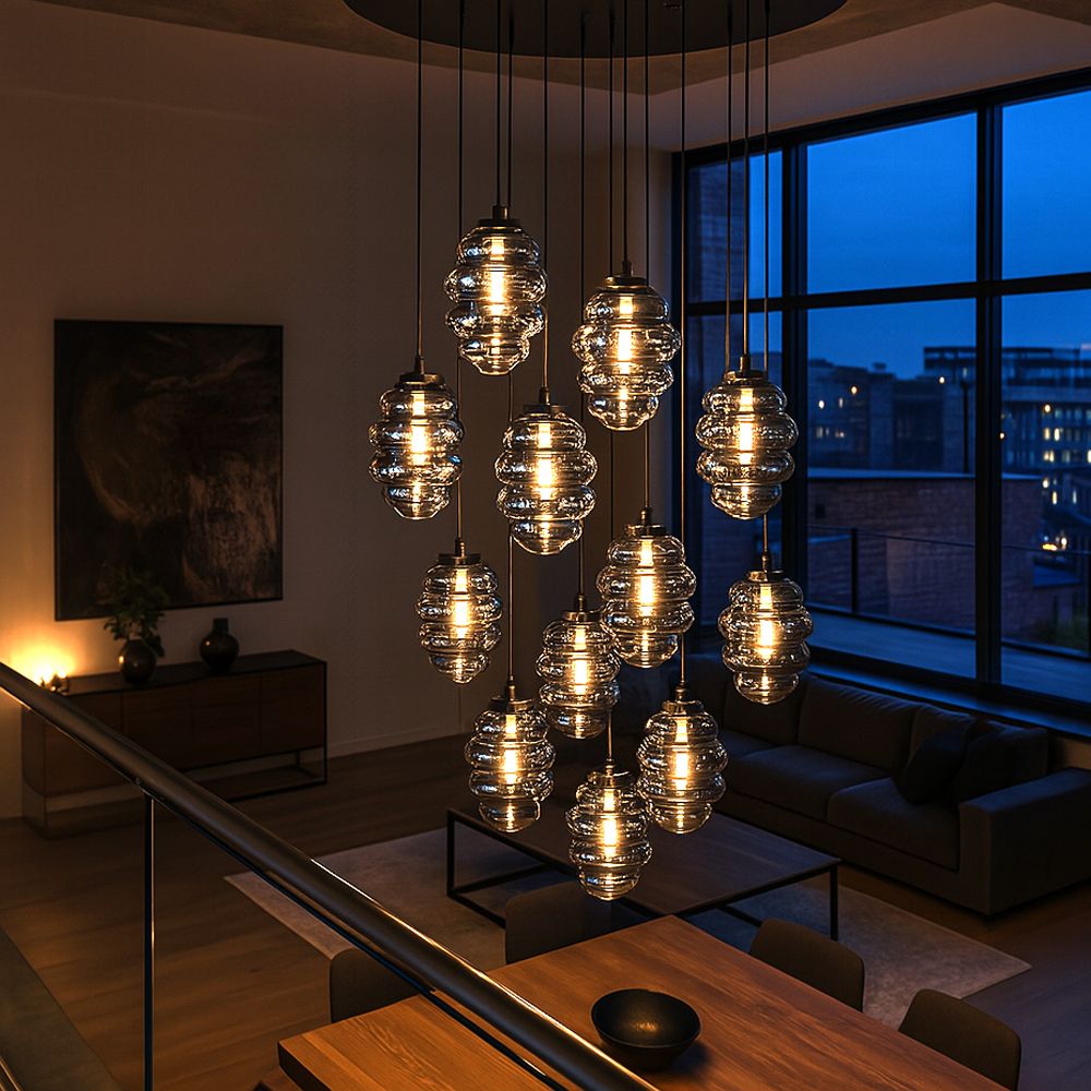 s.luce Echos gallery light 12-flame Ø 80cm canopy, Ø 25cm