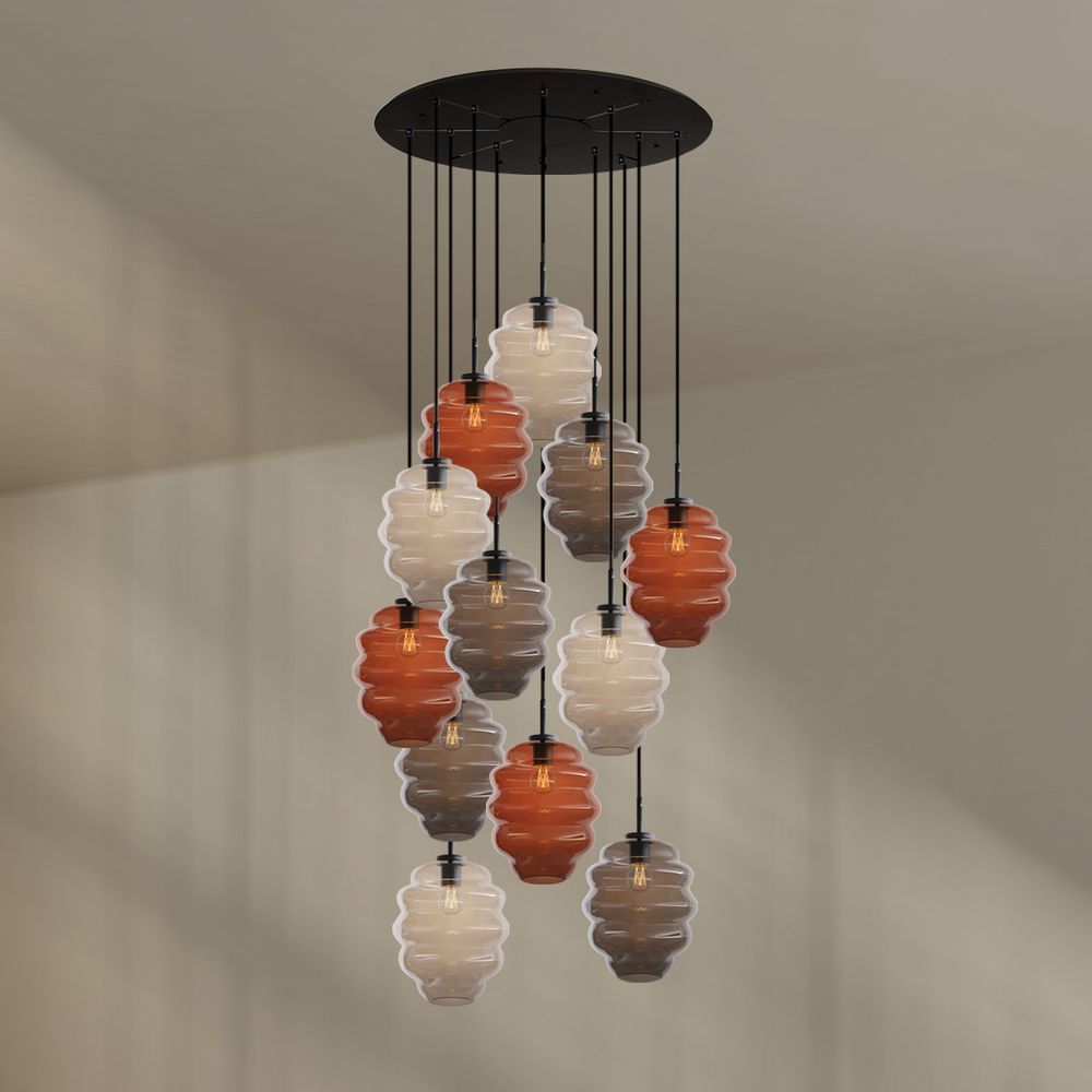 s.luce Echos gallery light 12-flame Ø 80cm canopy, Ø 25cm