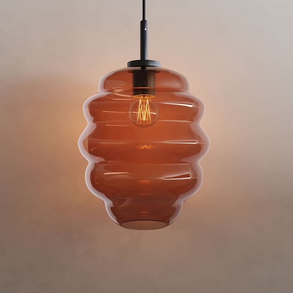 s.luce Echos Lampe à suspendre en verre Suspension 150cm Noir