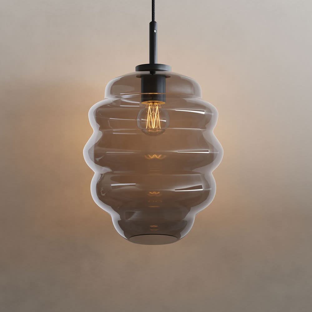 s.luce Echos Lampe à suspendre en verre Suspension 150cm Noir