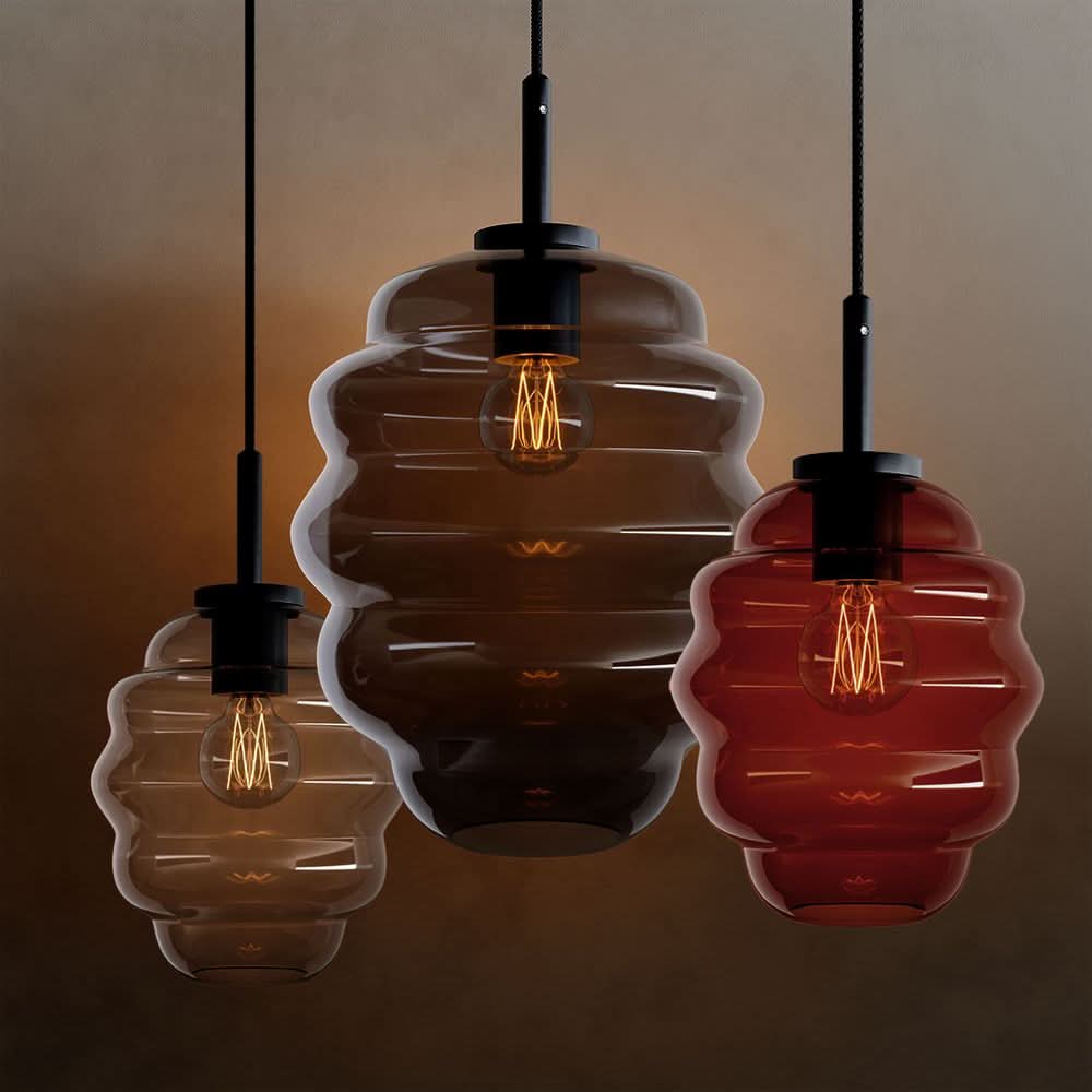 s.luce Echos Lampe à suspendre en verre Suspension 150cm Noir