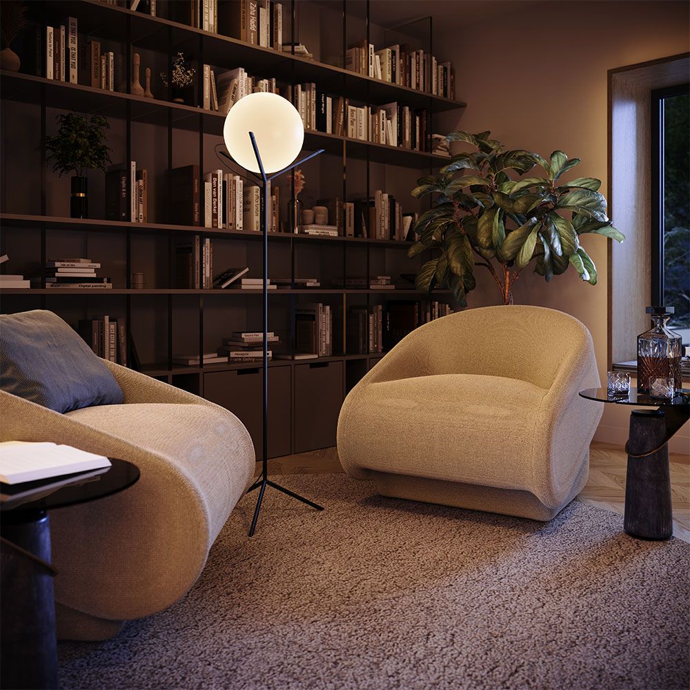 s.luce Lampadaire Orb Poseidon avec boule en verre 175cm